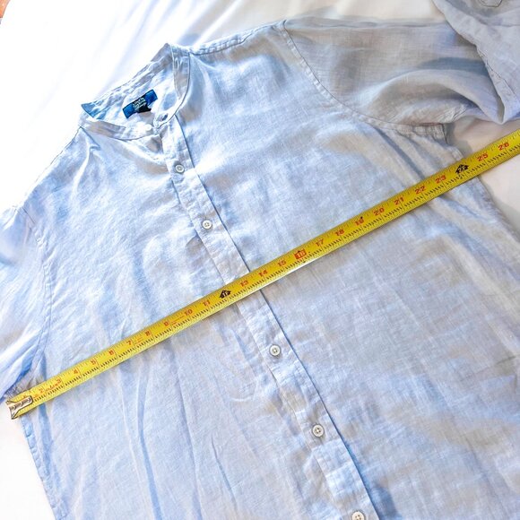 Club Room Luxury 100% Linen Long Sleeve Shirt banded grandad collar Large - Picture 7 of 11